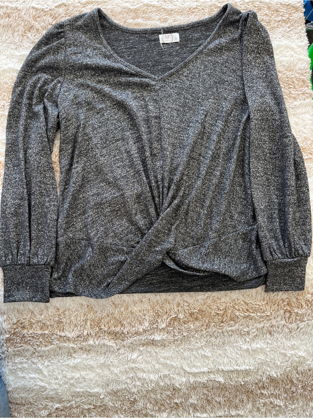 Maurices Charcoal Twist-Front V-Neck Pullover